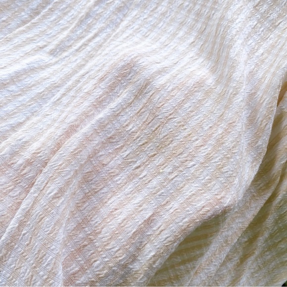 🐚 PILCRO ANTHROPOLOGY BOHO BEIGE WHITE STRIPE BELL SLEEVE LOOSE TOP! - Picture 9 of 9